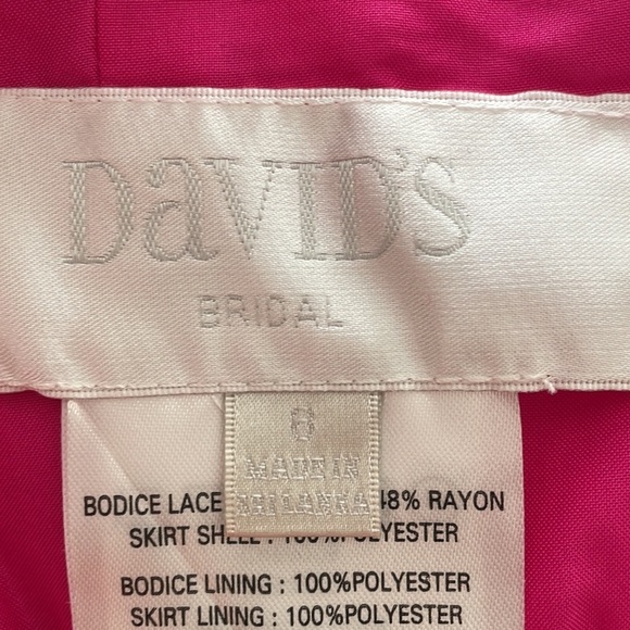 David’s Bridal Begonia Long One Shoulder Lace Prom Dress Size 6 Color Pink NWT - Picture 11 of 14
